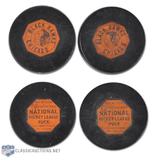Chicago Black Hawks 1962-64 Original Six Art Ross Tyer/CCM Game Pucks