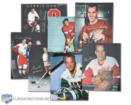 Gordie Howe Signed 8x10 Photo Collection of 7