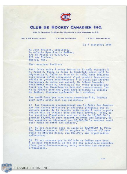 NHL Montreal Canadiens Signed Letter by Kenny Reardon