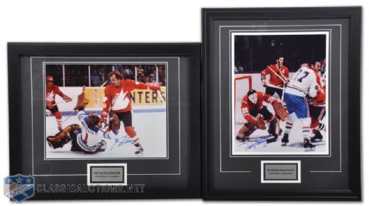 Guy Lafleur and Frank Mahovlich Montreal Canadiens Signed Framed Photo Collection of 2 (22" x 18”)