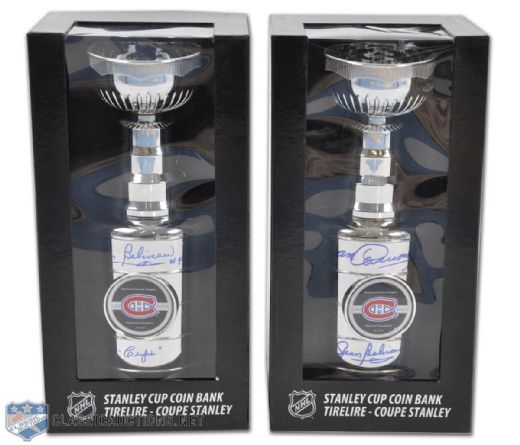 Montreal Canadiens Replica Stanley Cup Collection of 2 Signed by HOFers (13 ½”) 