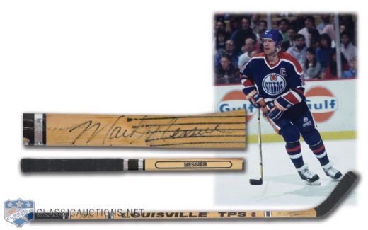 Early-1990s Mark Messier Signed Game-Used Louisville Stick