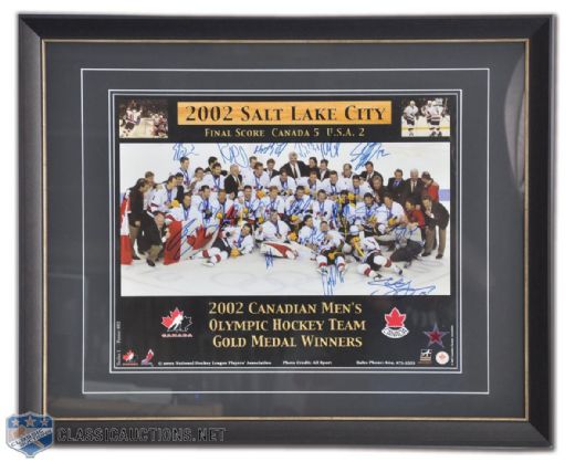Team Canada 2002 Salt Lake City Olympics Team-Signed Framed Photo, Including Gretzky and Lemieux