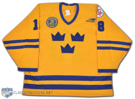Jonas Bergqvists Team Sweden 1996 World Cup of Hockey Game-Issued Jersey