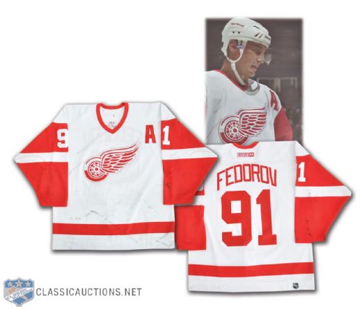 Sergei Fedorov 2002-03 Detroit Red Wings Game-Worn Jersey - Many Photo Matches!