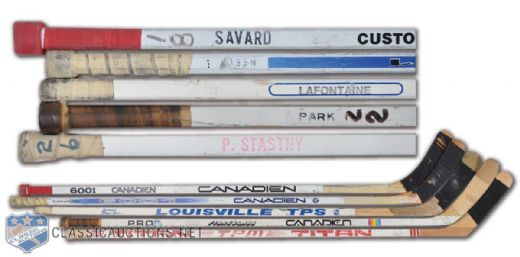 Hall of Famers Game-Used Stick Collection of 5 Featuring Peter Stastny 1980-81 Calder Trophy Season Stick
