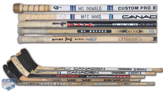 Calgary Flames Superstars and HOFers Game-Used Stick Collection of 5 