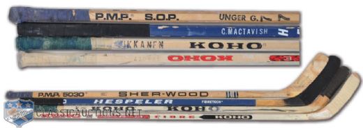 Edmonton Oilers Unger, MacTavish, Tikkanen and Arnott Game-Used Sticks 