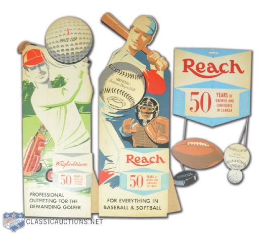 1960s Wright & Ditson and Reach Store Display Advertising Signs Collection of 3