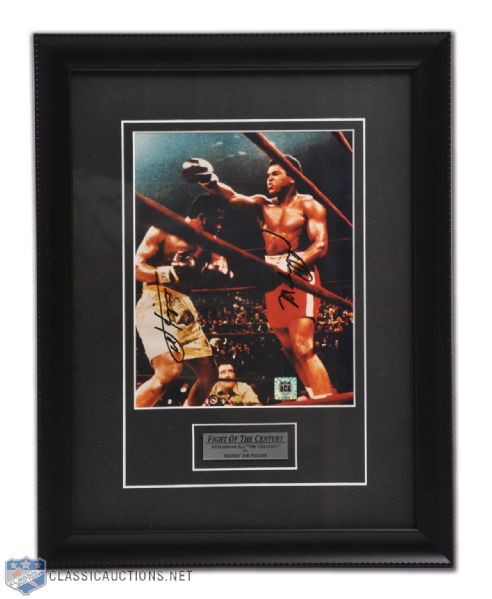 Muhammad Ali and Joe Frazier Signed Framed 14``x 18`` Photo 