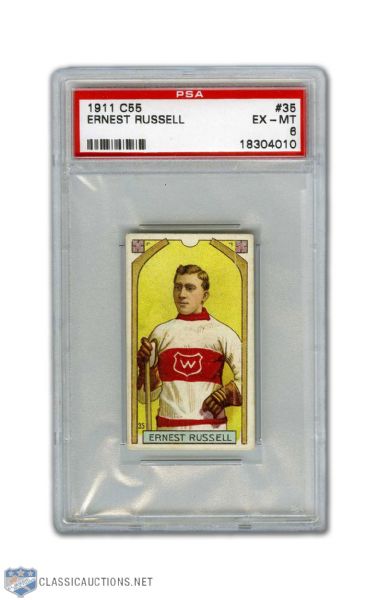 1911-12 Imperial Tobacco C55 #35 - Ernest Russell - Graded PSA 6