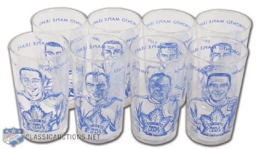 1960-61 Toronto Maple Leafs York Peanut Butter Glass Collection of 8