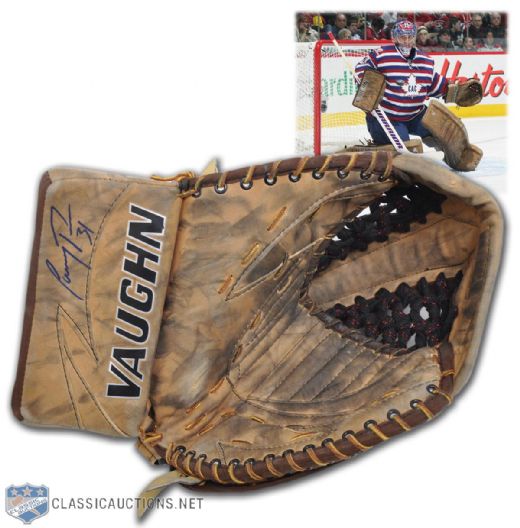 Carey Price / Ken Dryden 2008-09 Montreal Canadiens Vaughn "Centennial"<br>Signed Game-Used Glove -Photo-Matched!