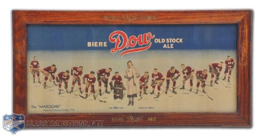 1932-33 Montreal Maroons Dow Beer Advertising Display