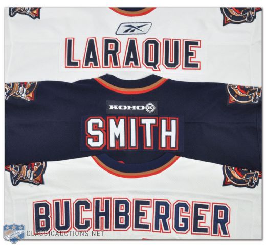 Buchberger, Smith & Laraques Edmonton Oilers Game-Worn Jerseys, Collection of 3