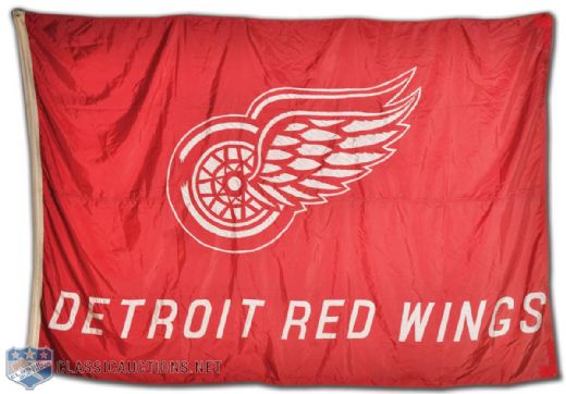 Large Vintage Detroit Red Wings Banner From Olympia Stadium