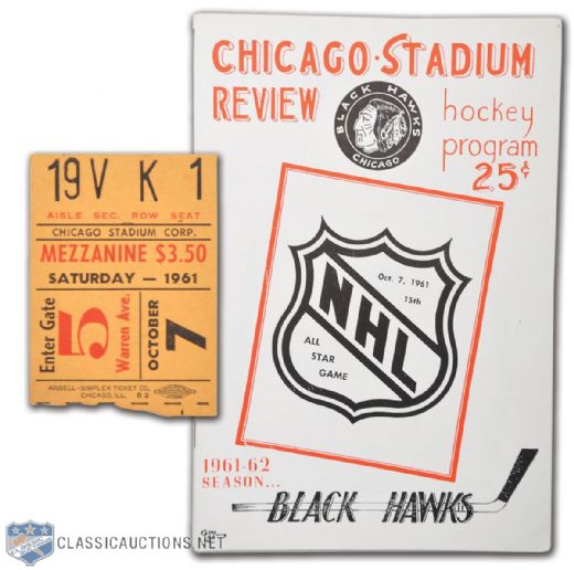 1961 NHL All-Star Game Program and Ticket