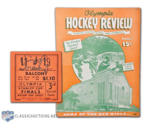 1942 Stanley Cup Final Program and Ticket - Toronto Maple Leafs at Detroit Red Wings