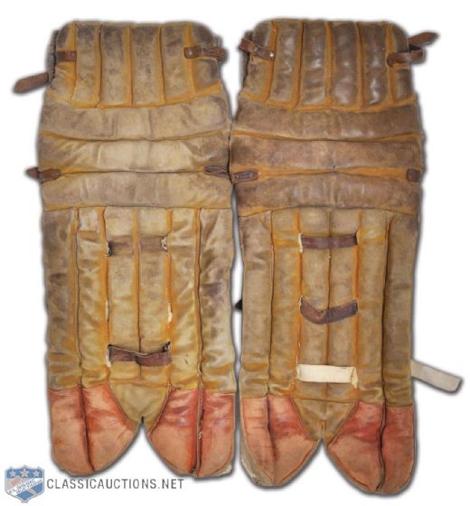 Vintage 1930s Leather Goalie Pads