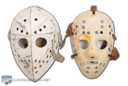 Collection of 2 Vintage Jacques Plante Fibrosport Goalie Masks