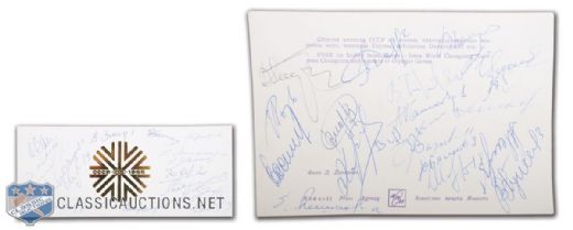 Team Russia 1968 and 1972 Winter Olympics Team-Signed Postcards, Featuring Kharlamov