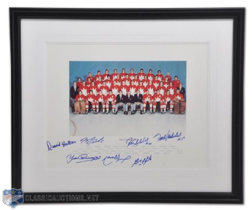 1972 Team Canada Framed Team Photo Autographed by 7