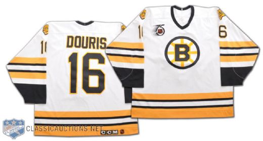 Peter Douriss 1991-92 Boston Bruins Game-Worn Jersey with 75th Patch