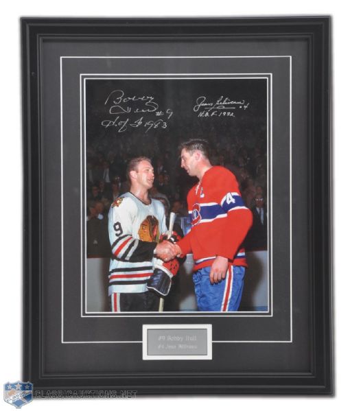 Jean Beliveau & Bobby Hull Autographed Framed Photo Display (22" x 18")