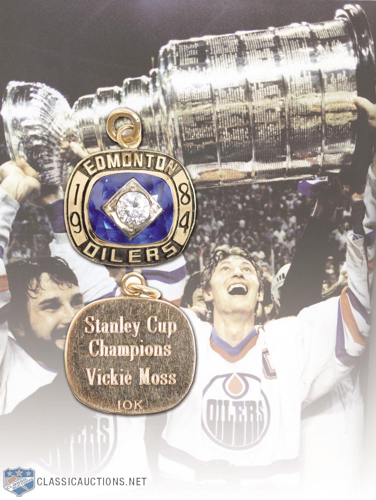 Lot Detail Wayne Gretzky 1984 Edmonton Oilers Stanley Cup Championship 10k Gold Pendant Ted 