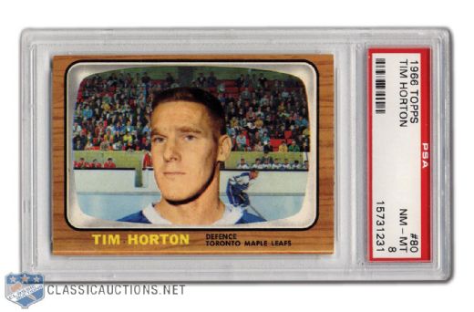 1966-67 Topps #80 Tim Horton - Graded PSA 8
