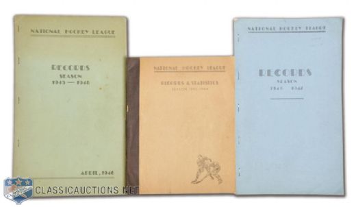 Collection of 3 Scarce 1940s NHL League Soft Cover Guides