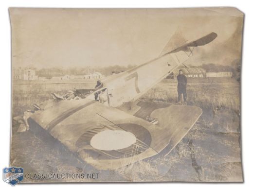 Vintage 1918 Hobey Baker Plane Crash Original Photo