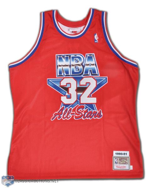 Magic Johnson Signed Mitchell & Ness 1991 NBA All-Star Game Jersey & Wilson NCAA Basketball