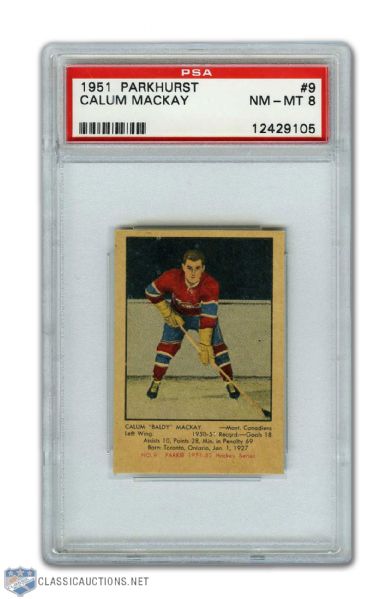 Lot Detail - 1951-52 Parkhurst #9 Calum Mackay RC - Graded PSA 8