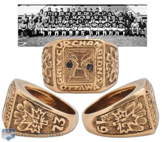 George Brancatos 1973 Ottawa Rough Riders 10K Gold Grey Cup Championship Ring