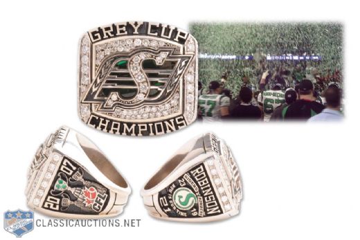 Rontarious Robinsons 2007 Saskatchewan Roughriders Grey Cup Championships 10K Gold and Diamond Ring