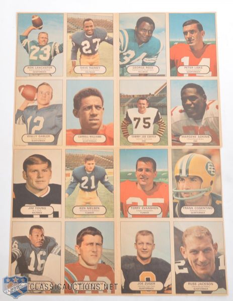 1968 O-Pee-Chee CFL Mini-Posters Complete Set of Two Uncut Sheets
