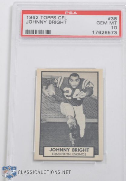1962 Topps CFL #38 Johnny Bright - Graded PSA 10 - Highest Graded!