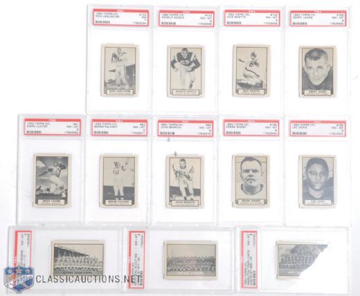 1962 Topps CFL Card Collection of 12 Featuring 11 PSA 8 Graded Cards