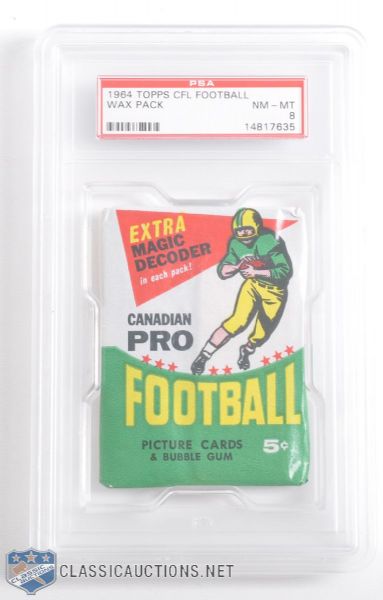 1964 Topps CFL PSA-Graded 8 Unopened Wax Pack