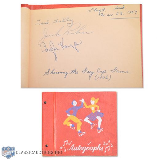 Edmonton Eskimos 1957 Autograph Book Signed by Eagle Keys, Jackie Parker & Ted Tully