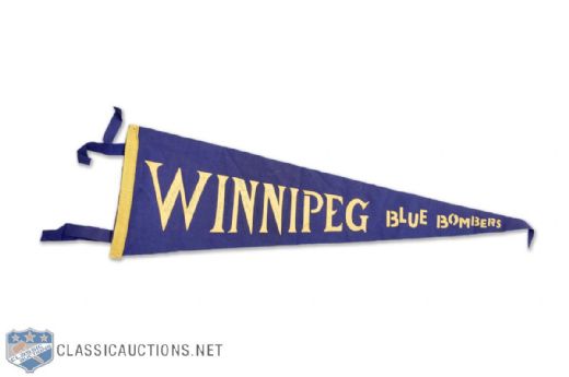 Vintage Winnipeg Blue Bombers 1959-62 Grey Cup Champions Multi-Signed Pennant