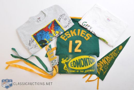 Vintage Edmonton Eskimos Collection - Pennant, License Plate, Shirts & More