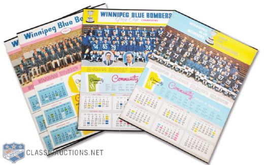 Early-1960s Winnipeg Blue Bombers Team Photo Calendar Collection of 4  