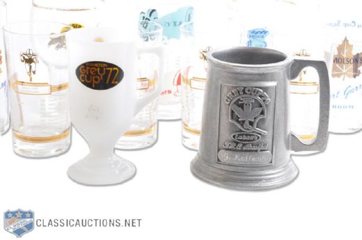 1960s and 1970s CFL/Grey Cup Commemorative Mugs & Drinking Glasses Collection of 11