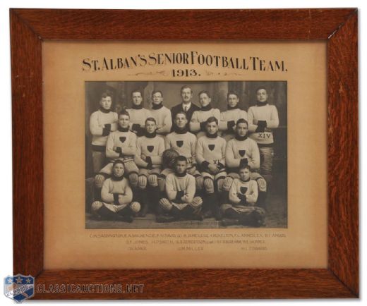 1913 St. Alban’s Senior Football Team Framed Team Photo (19” x 22 1/2") 
