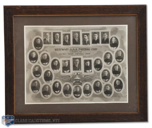 1926 QRFU Champions Westward AAA Football Club Framed Team Photo (19” x23”)