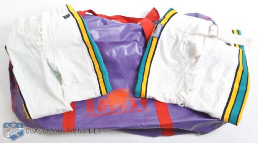 WLAF Early-1990s Frankfurt Galaxy Equipment Bag and Sacramento Surge Game-Used Pants (2) 