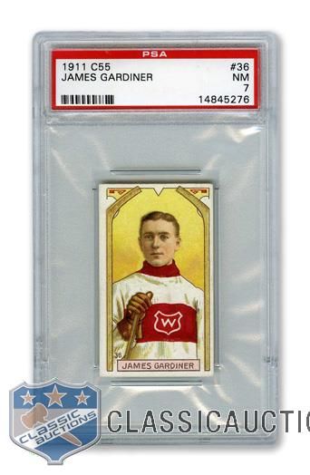 1911-12 Imperial Tobacco C55 #36 HOFer James "Jimmy" Gardiner RC - Graded PSA 7