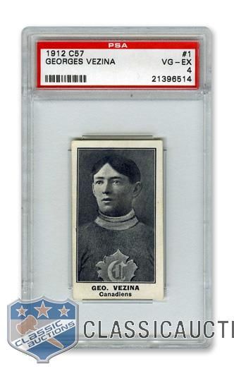 1912-13 Imperial Tobacco C57 #1 HOFer Georges "Chicoutimi Cucumber" Vezina - Graded PSA 4